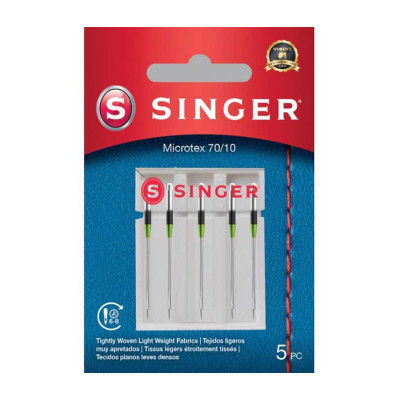 Aiguilles microtex Singer – Blister 5 pcs 70/10 réf. 250055302