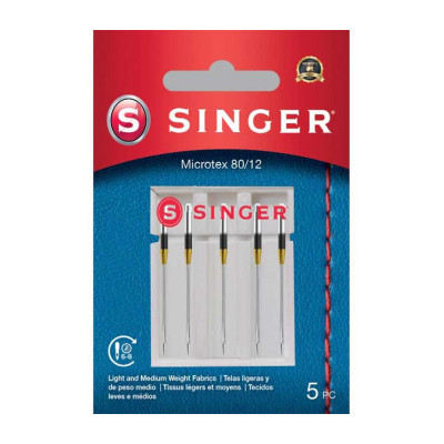 Aghi microtex Singer – Blister 5 pezzi 80/12 cod. 250053202