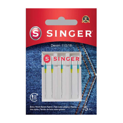 Singer jeans denim needles – Blister 5 pcs 110/18 code 250054502