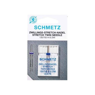Ago gemello stretch 2,5/75mm per cuciture su tessuti elastici