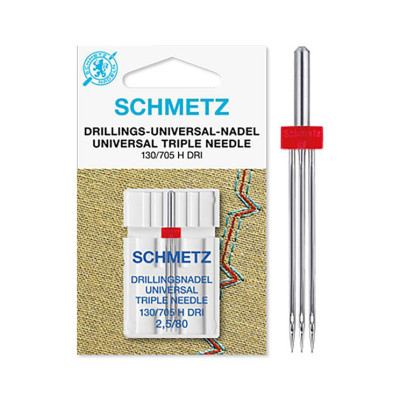 Aguja doble universal 2,5/80mm para costuras paralelas
